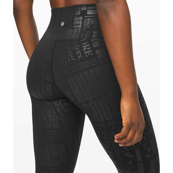 lululemon wunder under hi rise 7/8 tights leggings black 20yr manifesto embossed - Picture 1 of 10